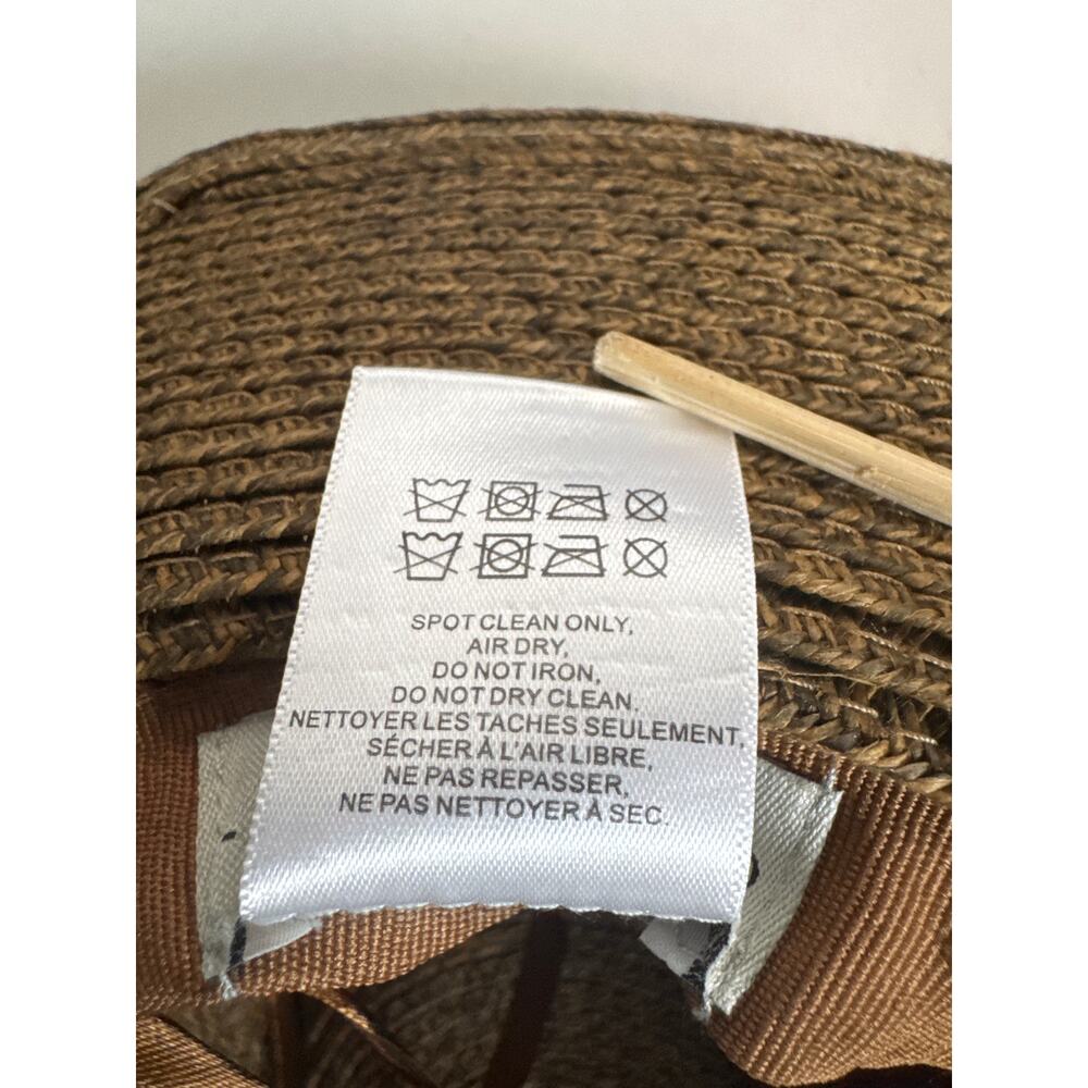 Lucky Brand Straw Hat Brown Black Leather Strap Womens One Size Summer Brimmed - Picture 7 of 7